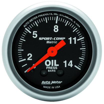 AutoMeter 3322-J GAUGE, OIL PRESSURE, 2 1/16", 14KG/CM2, MECHANICAL, SPORT-COMP