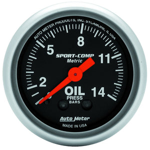 AutoMeter AU3322-J Sport-Comp Oil Pressure Gauge 2-1/16" Full Sweep Mech Metric 0-14 Kg/Cm2