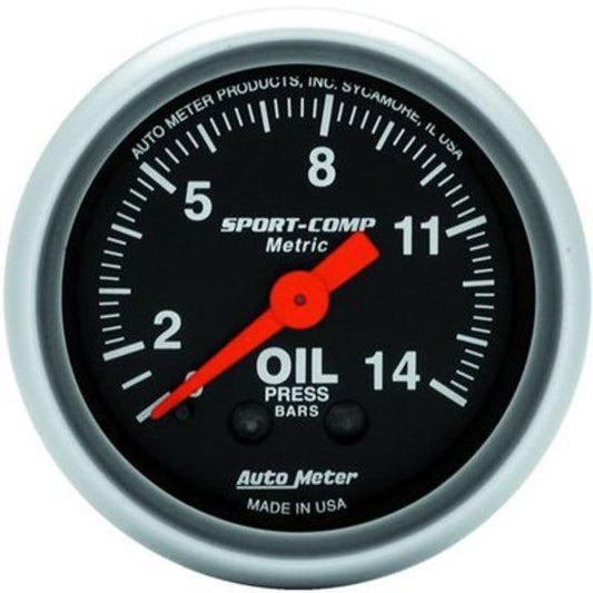 AutoMeter AU3322J Sport-Comp Oil Pressure 0-14Kg/Cm2 2-1/16" Analog Mechanical