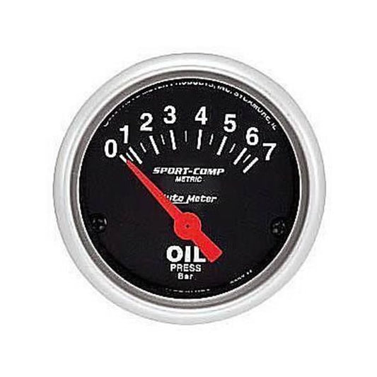 AutoMeter AU3327-M Sport-Comp 2-1/16" Elec Oil Pressure Gauge 0-7 Bar