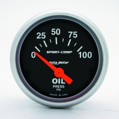 AutoMeter AU3327 Sport-Comp 2-1/16" Elec Oil Pressure Gauge 0-100 PSI