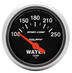 AutoMeter AU3337 Sport-Comp Water Temperature Gauge 2-1/16" Short Sweep Elec 100-250¶øF