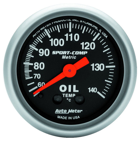 AutoMeter AU3341-M Sport-Comp Oil Temperature Gauge 2-1/16" Full Sweep Mech Metric 60-140¶øC