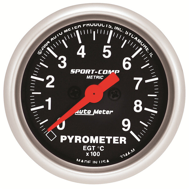 AutoMeter AU3344-M Sport-Comp Pyrometer Gauge 2-1/16" Full Sweep Elec Metric 0-900Ç÷C
