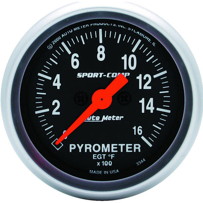 AutoMeter 3344 2-1/16" PYROMETER, 0-1600 F, SPORT-COMP