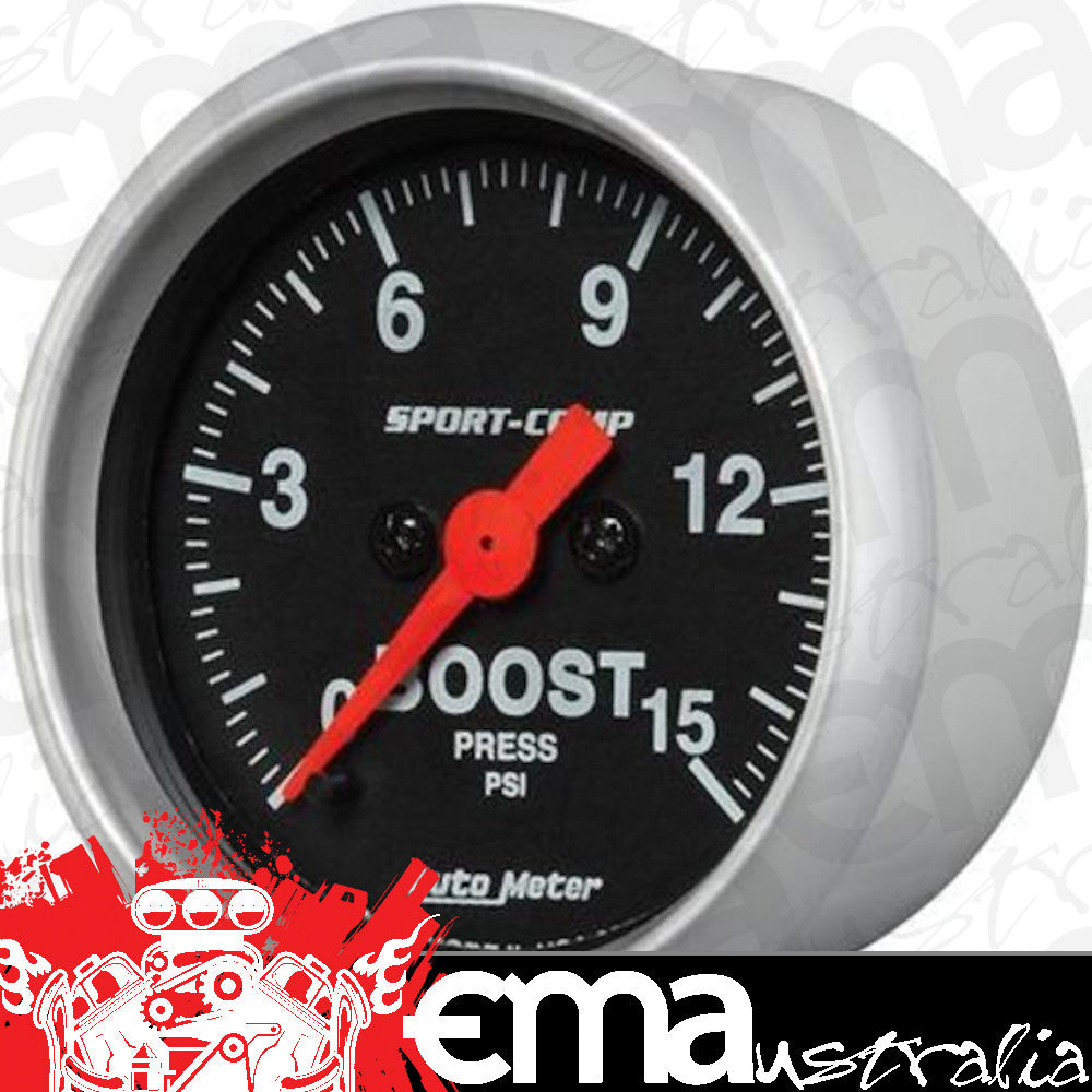 AutoMeter AU3350 Low Press Boost Gauge 2-1/16Boost 0-15" PSI Dsm Gauge Sport-Comp
