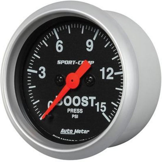 AutoMeter AU3350 Low Press Boost Gauge 2-1/16Boost 0-15" PSI Dsm Gauge Sport-Comp