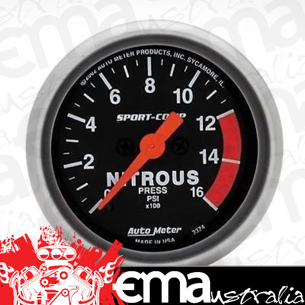 AutoMeter AU3374 Sport-Comp 2-1/16" Elec Nitrous Pressure Gauge 0-1600 PSI