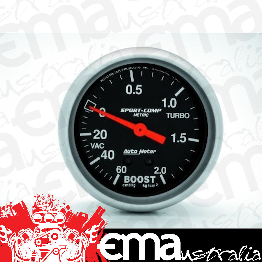 AutoMeter AU3401-J Sport-Comp 2-5/8" Mech Boost/Vacuum Gauge 60Cm.Hg/2.0 Bar