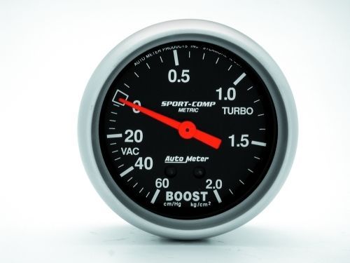 AutoMeter AU3401-J Sport-Comp 2-5/8" Mech Boost/Vacuum Gauge 60Cm.Hg/2.0 Bar