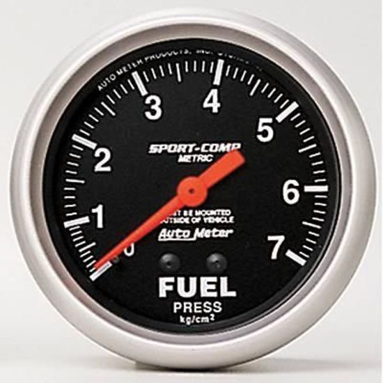 AutoMeter AU3412-J Sport-Comp 2-5/8" Mech Fuel Pressure Gauge Metric 0-7 Kg/Cm2