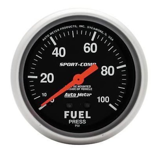 AutoMeter AU3412 Sport-Comp 2-5/8" Mech Fuel Pressure Gauge 0-100 PSI