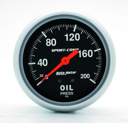 AutoMeter 3422 2-5/8" OIL PRESSURE, 0-200 PSI, SPORT-COMP