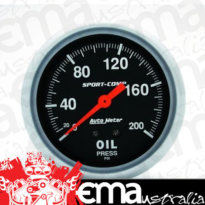 AutoMeter 3422 2-5/8" OIL PRESSURE, 0-200 PSI, SPORT-COMP