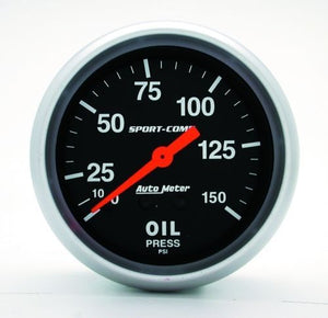 AutoMeter AU3423 Sport-Comp 2-5/8" Mech Oil Pressure Gauge 0-150 PSI