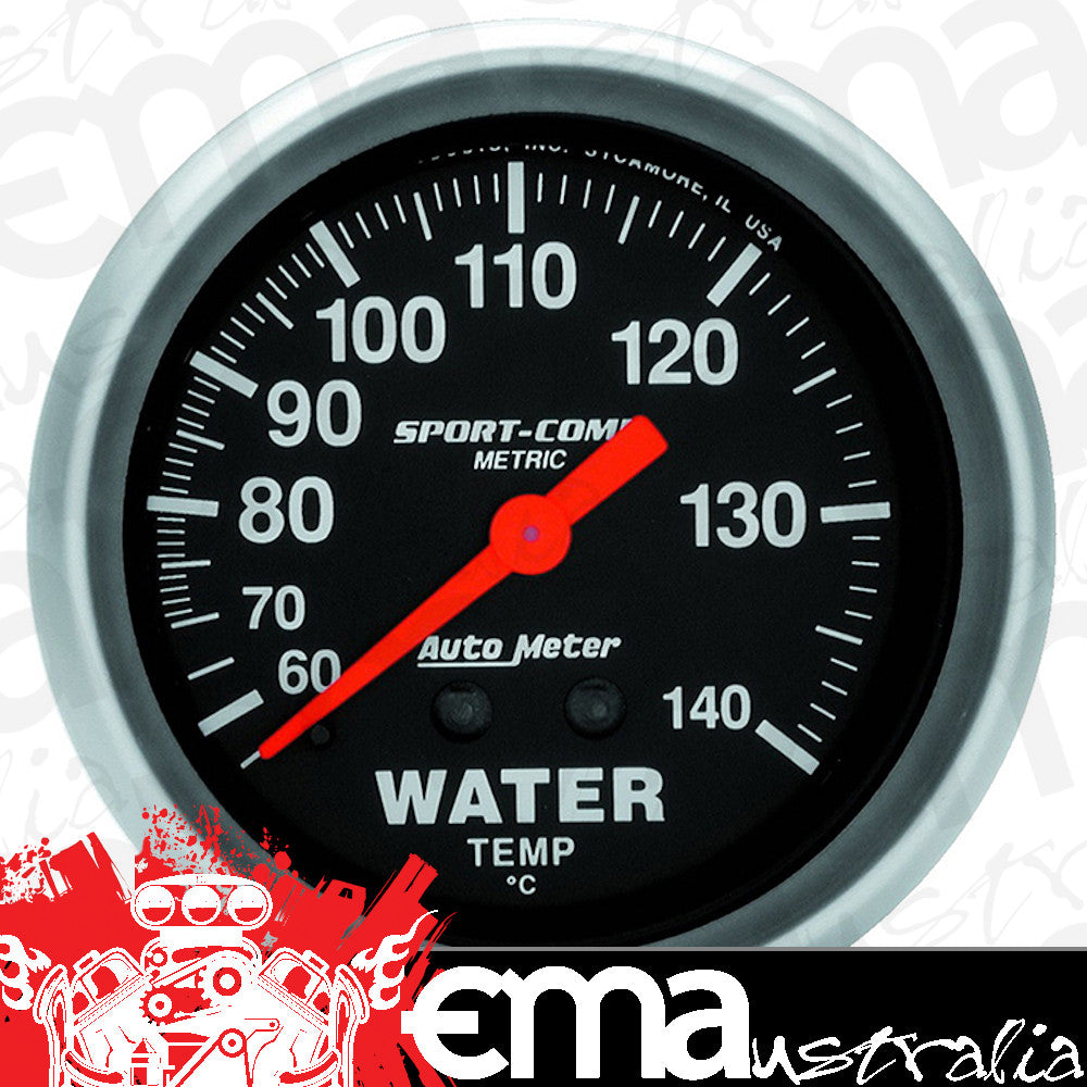 AutoMeter AU3431-M Sport-Comp Water Temperature Gauge 2-5/8" Full Sweep Mech Metric 60-138¶øC