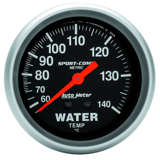 AutoMeter AU3431-M Sport-Comp Water Temperature Gauge 2-5/8" Full Sweep Mech Metric 60-138¶øC