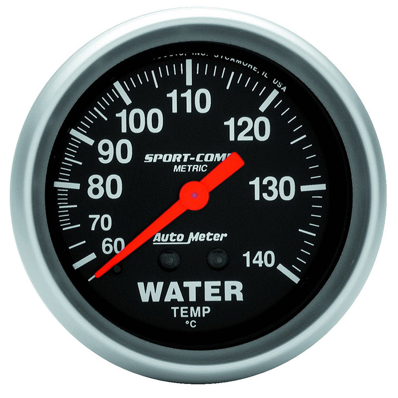AutoMeter AU3431-M Sport-Comp Water Temperature Gauge 2-5/8" Full Sweep Mech Metric 60-138¶øC