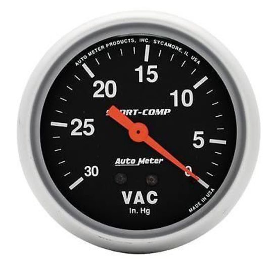 AutoMeter AU3484 Sport-Comp 2-5/8" Vacuum Gauge 30In.Hg