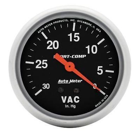AutoMeter AU3484 Sport-Comp 2-5/8" Vacuum Gauge 30In.Hg