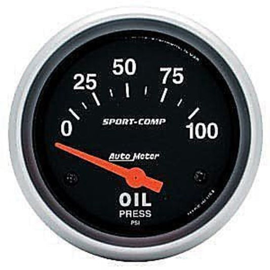 AutoMeter AU3522 Sport-Comp 2-5/8" Elec Oil Pressure Gauge 0-100 PSI