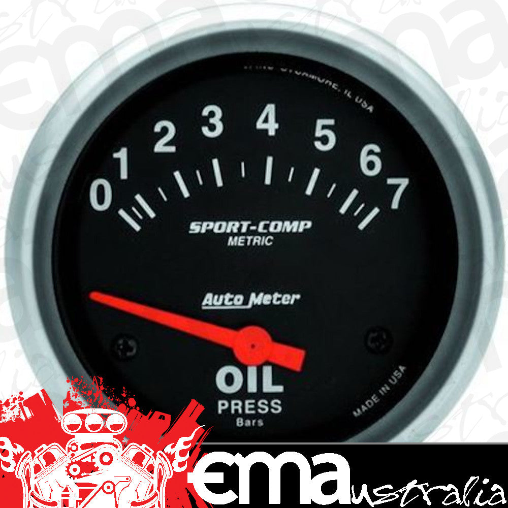 AutoMeter AU3522M Sport-Comp Oil Pressure 0-7 Bars 2 5/8 In. Analog Electrical
