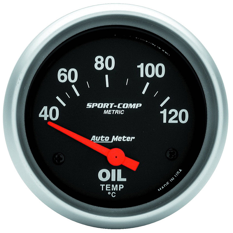 AutoMeter | AU3542-M | Sport-Comp Oil Temperature Gauge 2-5/8" Short Sweep Elec Metric 40-120C