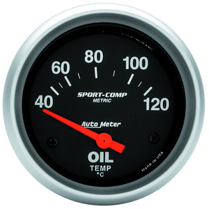 AutoMeter | AU3542-M | Sport-Comp Oil Temperature Gauge 2-5/8" Short Sweep Elec Metric 40-120C