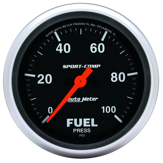 AutoMeter AU3563 Sport-Comp 2-5/8" Elec Fuel Pressure Gauge 0-100 PSI