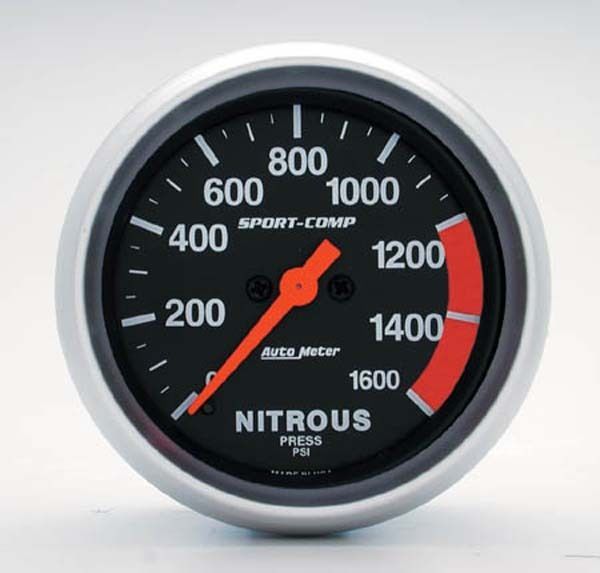 AutoMeter AU3574 Sport-Comp 2-5/8" Elec Nitrous Pressure Gauge 0-1600 PSI