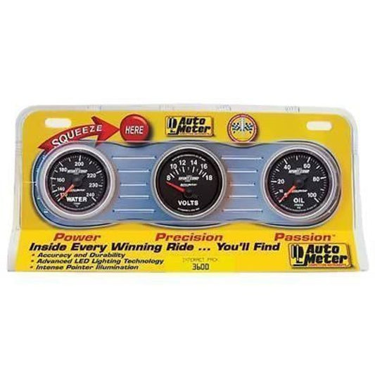 AutoMeter AU3600 Sport-Comp II 3 Pack Oil Water Volt