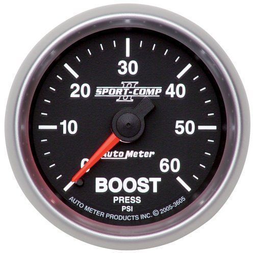 AutoMeter AU3605 Sport-Comp II 2-1/16" Mech Boost Pressure Gauge 0-60 PSI