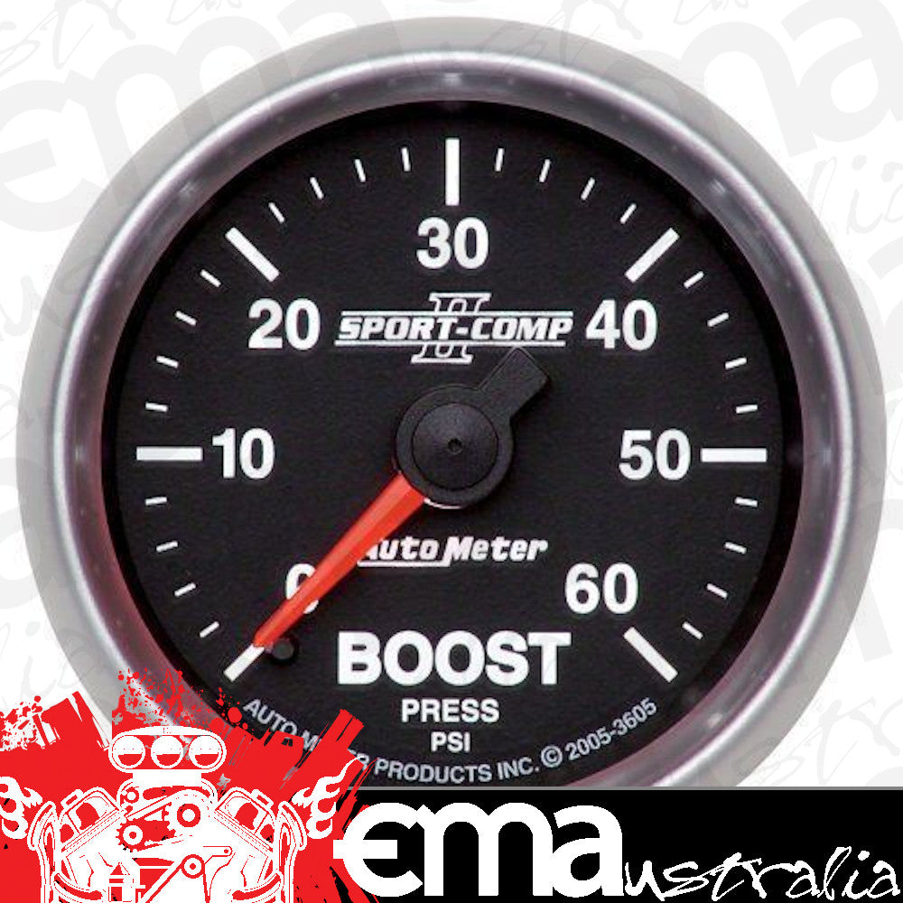 AutoMeter 3605 2-1/16" BOOST, 0-60 PSI, SPORT-COMP II