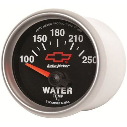 AutoMeter AU3637-00406 Chev Bow-Tie Water Temperature Gauge 2-1/16" Black Dial Short Sweep Elecal 120-240???úF
