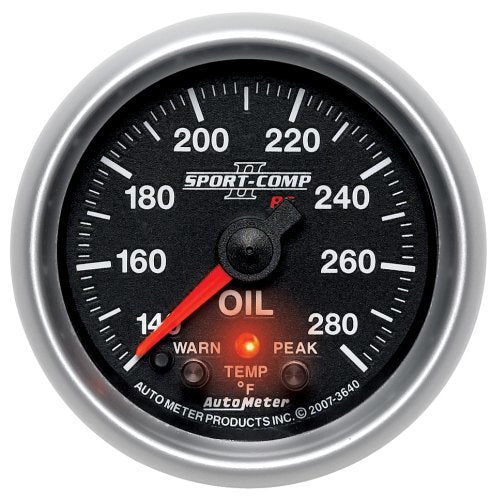 AutoMeter AU3640 Sport-Comp II Oil Temperature Gauge 140-280¶øF 2-1/16" Full Sweep