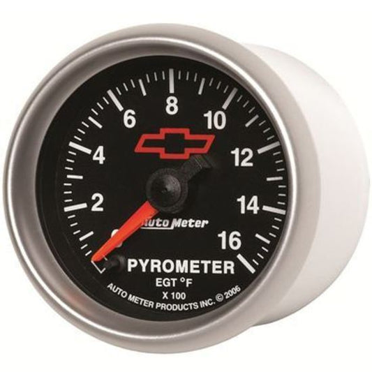 AutoMeter AU3644-00406 Chev Bow-Tie Pyrometer Gauge 2-1/16" Black Dial Full Sweep Elecal 0-1600???úF