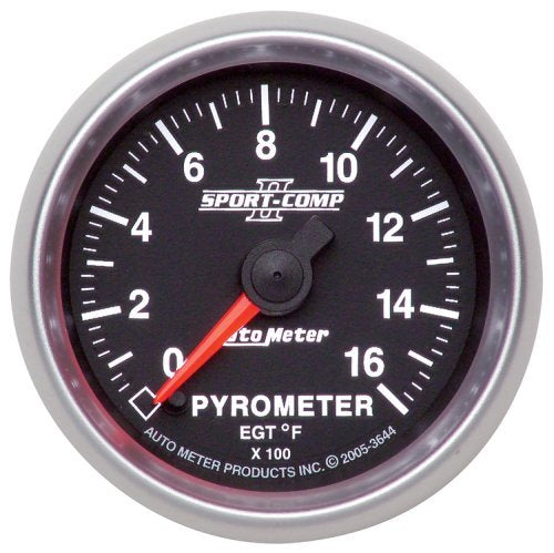 AutoMeter AU3644 Sport-Comp II Pyrometer Gauge 2-1/16" Full Sweep Electric 0-1600¶øF