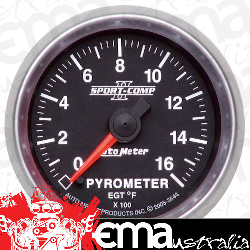 AutoMeter AU3644 Sport-Comp II Pyrometer Gauge 2-1/16" Full Sweep Electric 0-1600¶øF