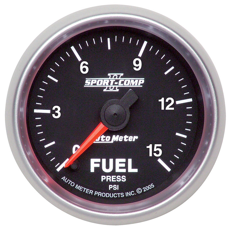 AutoMeter AU3661 Sport-Comp II Fuel Pressure Gauge 2-1/16" Full Sweep Elec 0-15 PSI