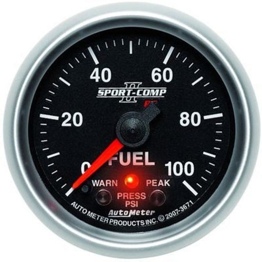 AutoMeter AU3671 Sport-Comp II Pro-Control Fuel Pressure 0-100 PSI 2-1/16" Analog Elecal