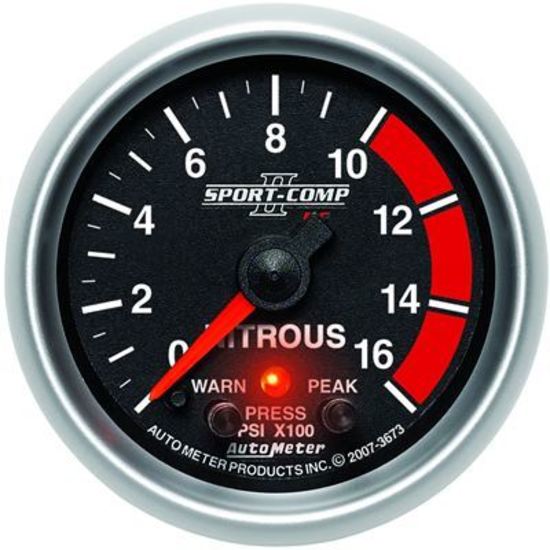 AutoMeter AU3673 Sport-Comp II Pro-Control Nitrous Pressure 0-1600 PSI 2-1/16" Analog Elecal