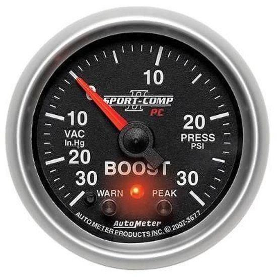 AutoMeter AU3677 Sport-Comp II 2-1/16" Elec Boost Vac Gauge 30 In Hg./30 PSI
