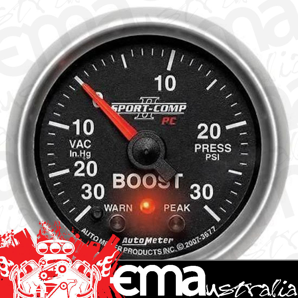 AutoMeter AU3677 Sport-Comp II 2-1/16" Elec Boost Vac Gauge 30 In Hg./30 PSI