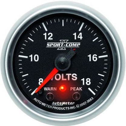 AutoMeter 3683 2-1/16" VOLTMETER, 8-18V, SPORT-COMP II