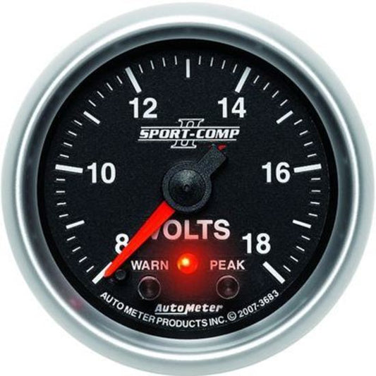 AutoMeter AU3683 Sport-Comp II Pro-Control Voltmeter 8-18 V 2-1/16" Analog Elecal