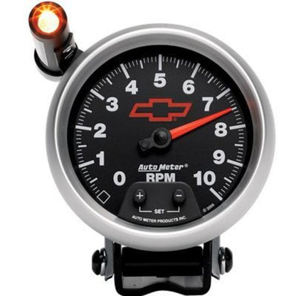 AutoMeter 3690-00406 GAGE, TACH, 3 3/4", 10K RPM, PED W/ EXT. QUICK-LITE, CHEVY RED BOWTIE, BLACK