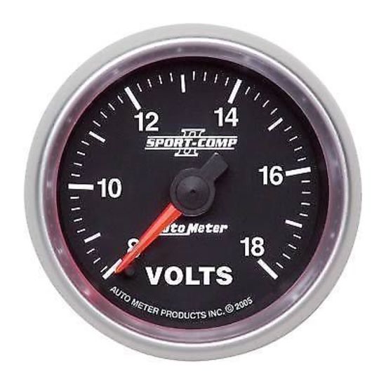 AutoMeter AU3691 Sport-Comp II 2-1/16" Electronic Voltmeter Gauge 8-18 Volts