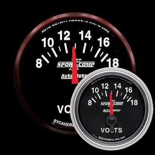 AutoMeter AU3692 Voltmeter Gauge 2-1/6" 8-18 Volts