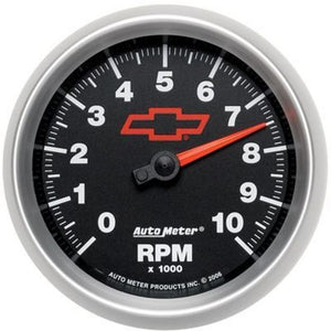 AutoMeter 3697-00406 GAUGE, TACHOMETER, 3 3/8", 10K RPM, IN-DASH, CHEVY RED BOWTIE, BLACK