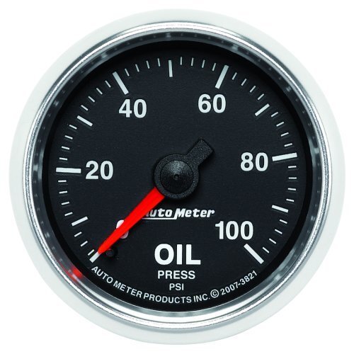 AutoMeter AU3821 GS Oil Pressure Gauge 2-1/16" In-Dash Full Sweep Mech 0 - 100 PSI.